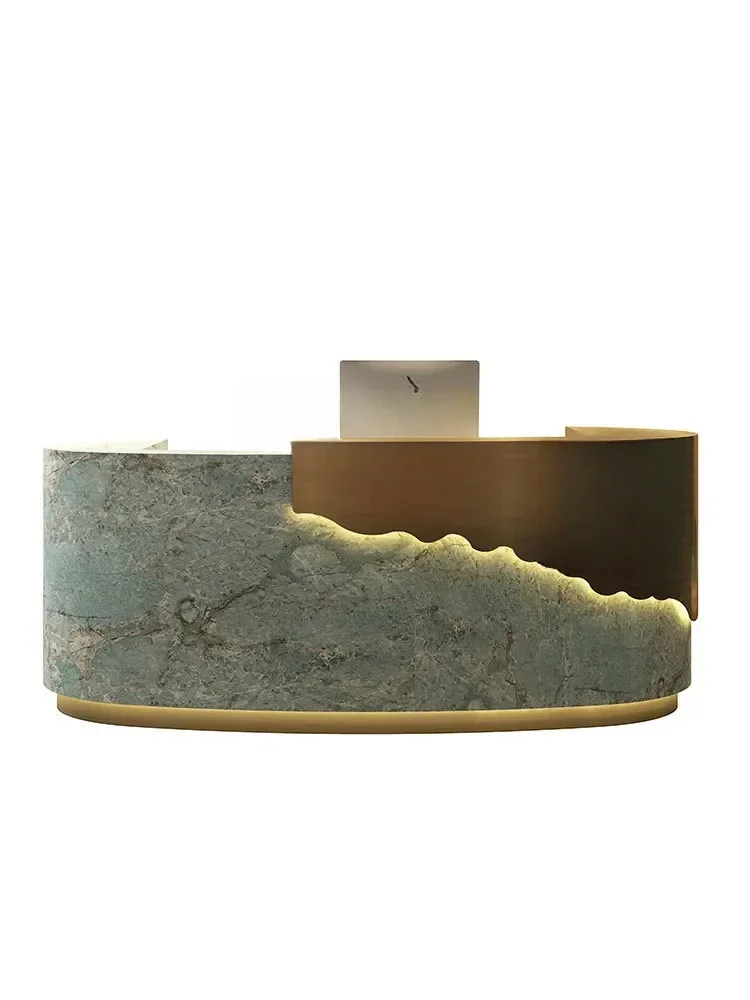 A  Company Front Desk Reception Bar Marble Special-Shaped Service Paint Cashier Counter Simple Modern