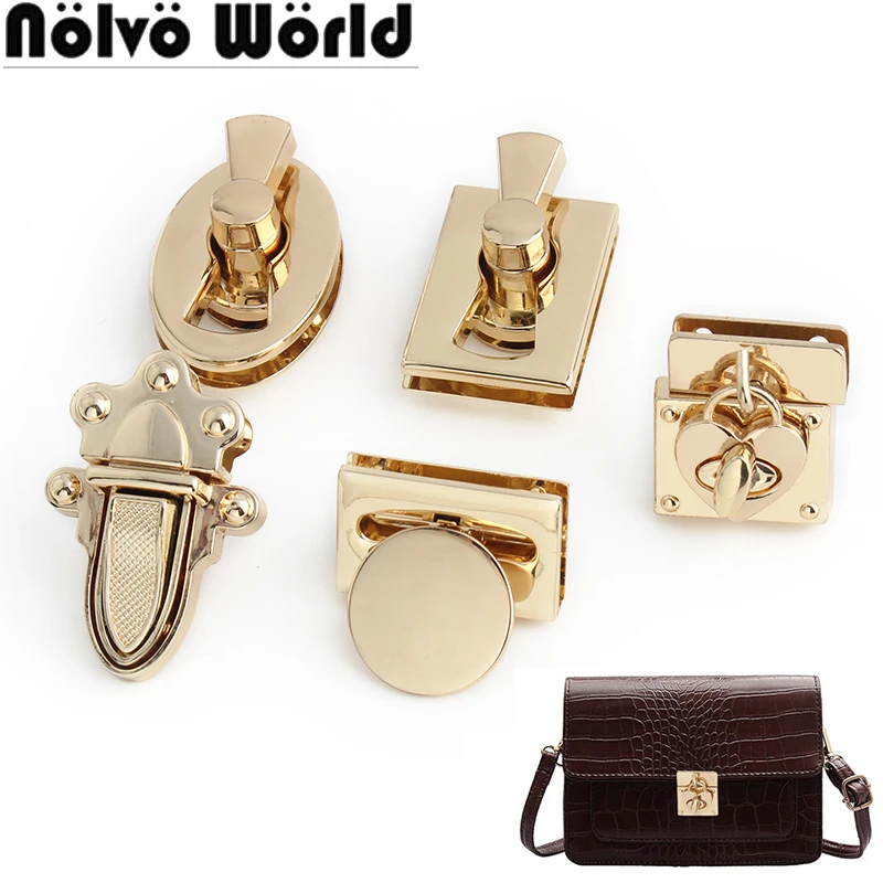 Gold Tongue/Oval/Square Shape Metal Clasp Turn Lock For Women Briefcase Wallet Tote Bags Buckle Decorative Hardware Accessories