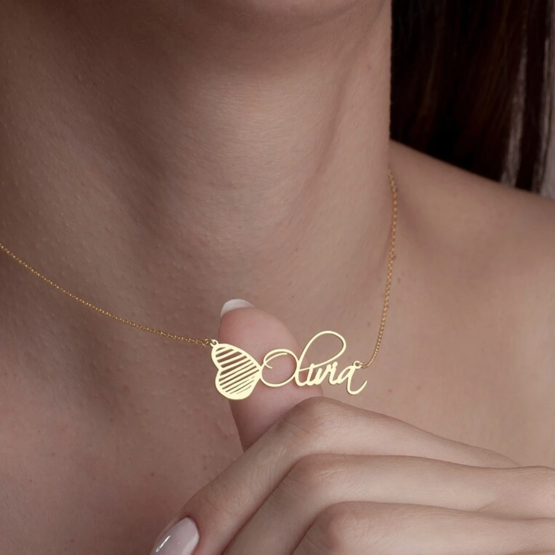 Custom Heart Name Necklace Women Girl Favorite Jewelry Stainless Steel Personalized Gold Color Nameplate Pendant Necklace