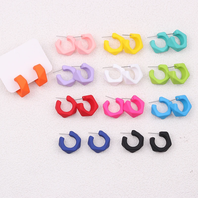 Geometric Cute Candy Color Pentagon Lightweight Acrylic Earrings 2024 New Trend  Photography Travel Gifts Jewelry Earring