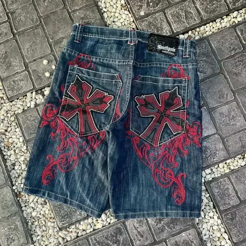 Y2k Gym Basketball Shorts Baggy Shorts New Harajuku Hip Hop Oversized Graphic Embroider Retro Denim Shorts Women Streetwear