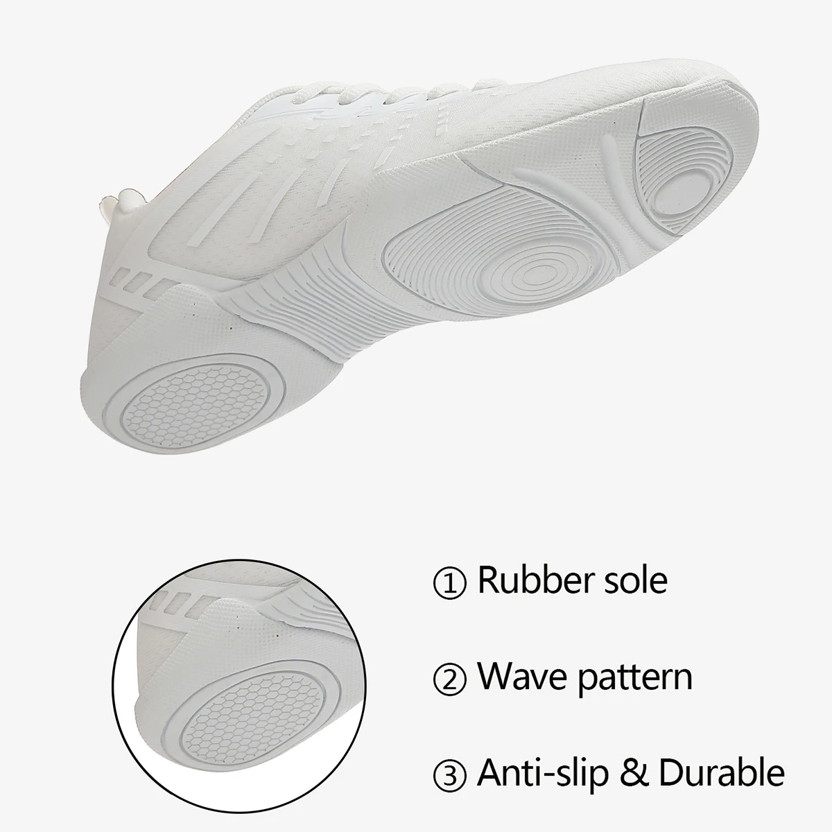 Leichte schwarze Cheerleader-Schuhe für Damen und Mädchen, bequeme und stützende Cheerleading-Schuhe für Training und Sport 2411 – Detail 6