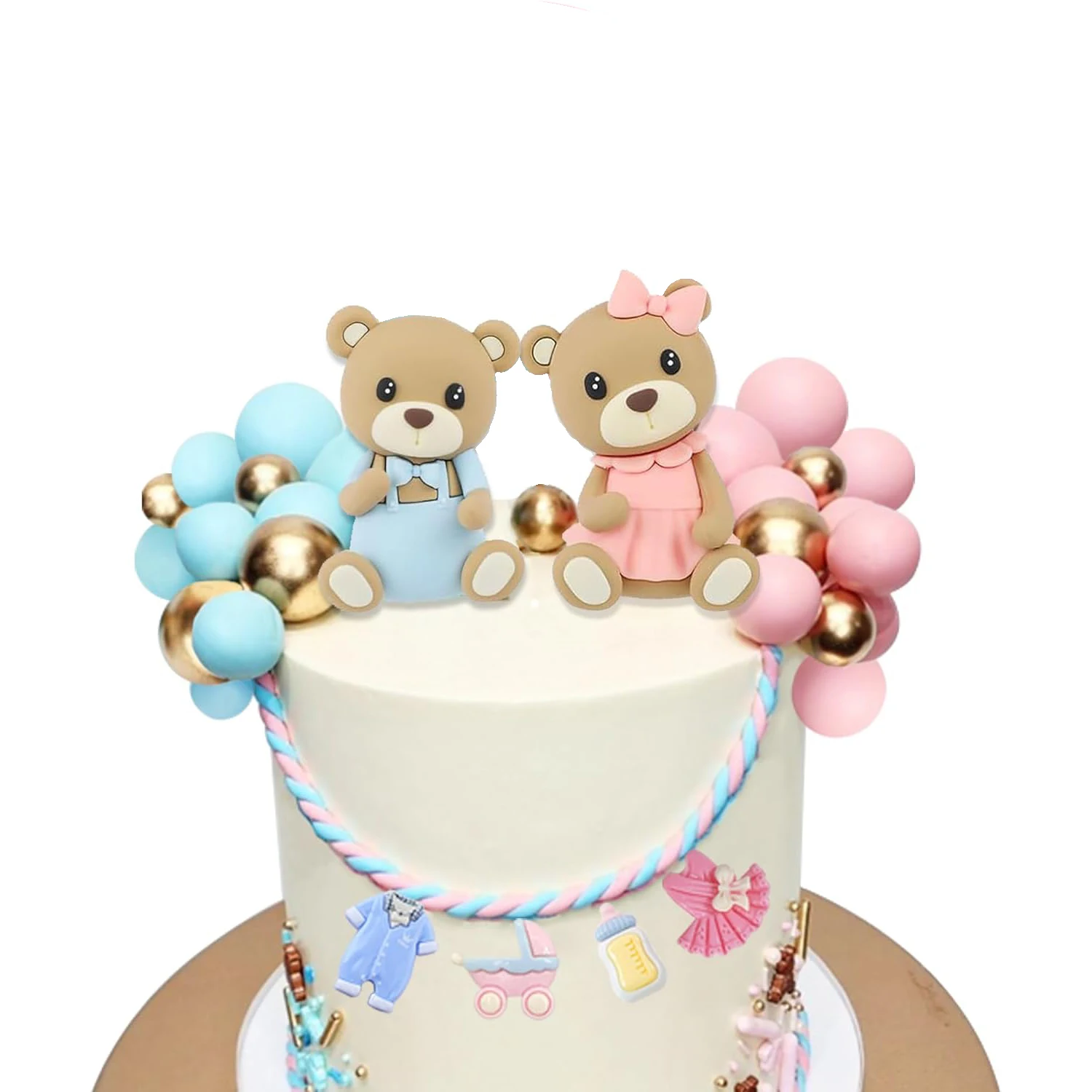 Adorno para tarta de oso rosa y azul, decoración para tarta de oso para fiesta de revela de género, Baby Shower, boda, fiesta de cumpleaños, 2 uds.