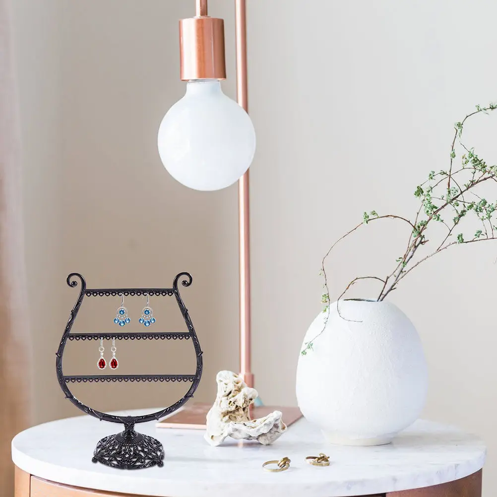 

2Pcs Harp Shaped Jewelry Stand Plastic Jewelry Organizer Decorative Earring Display Rack Stable Holder for Desktop Home Shop