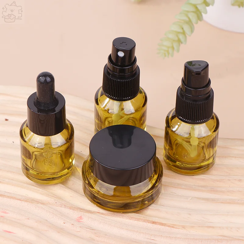 15 ml leere Glasflasche DIY Kosmetikflasche nachfüllbare Flasche Creme Lotion Glas Pumpe Tropfflasche 1/4 Stk