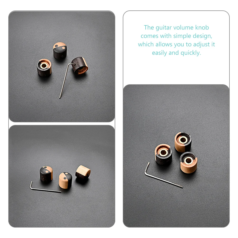 

3 Pcs Guitar Knob Audio Wood Replacement Volume Tone Control Knobs Electric Parts Accessories Guitar Potentiometer Caps Wooden