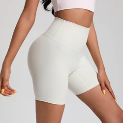 Solid Color High Waist Yoga Short Leg Women Fitness Sports Short  Cycling Comprehensive Training Jog Squat Proof Internal Pocket