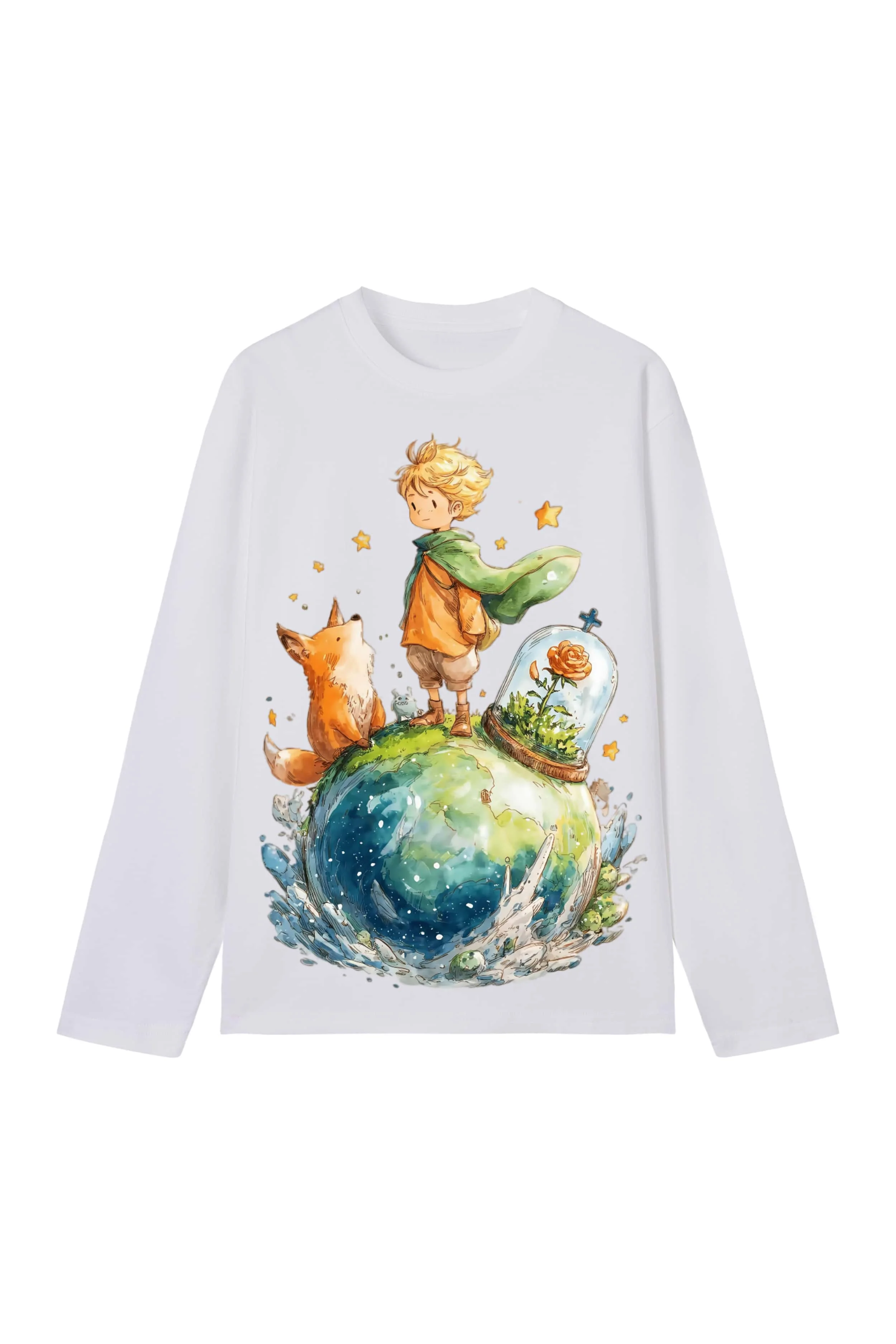 New men's and women's T-shirt, featuring a Little Prince print from the Stardust Planet, casual short-sleeve couple T-shirt