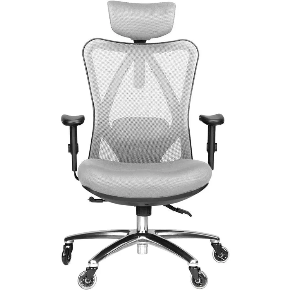 

Adjustable Desk Chair With Lumbar Support and Rollerblade Wheels - High Back Chairs With Breathable Mesh - Thick Seat Cushion