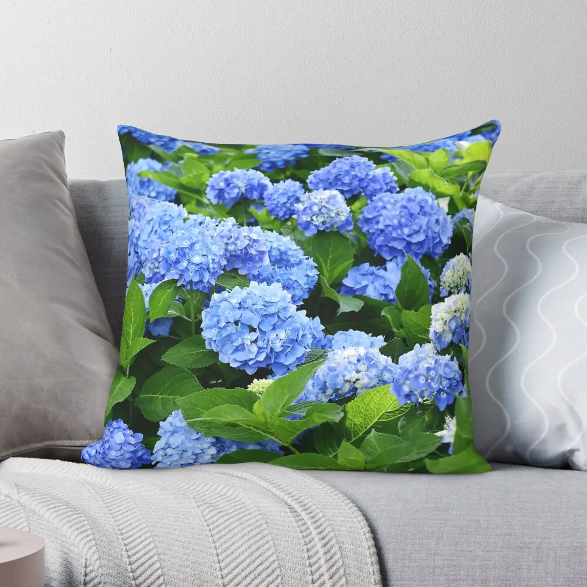 Funda de almohada con estampado de hortensias de Nantucket, de poliéster, lino, terciopelo, con cremallera, decorativa, para cama