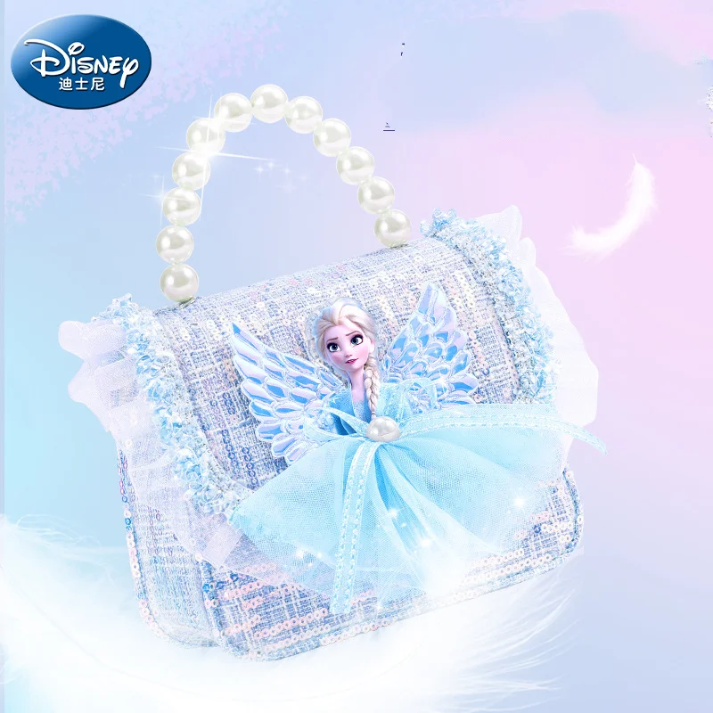 

Сумка-тоут Disney Frozen для девочек с милой принцессой, декором в виде куклы, жемчужной ручкой и сетчатым тюлевым дном, для повседневного использования