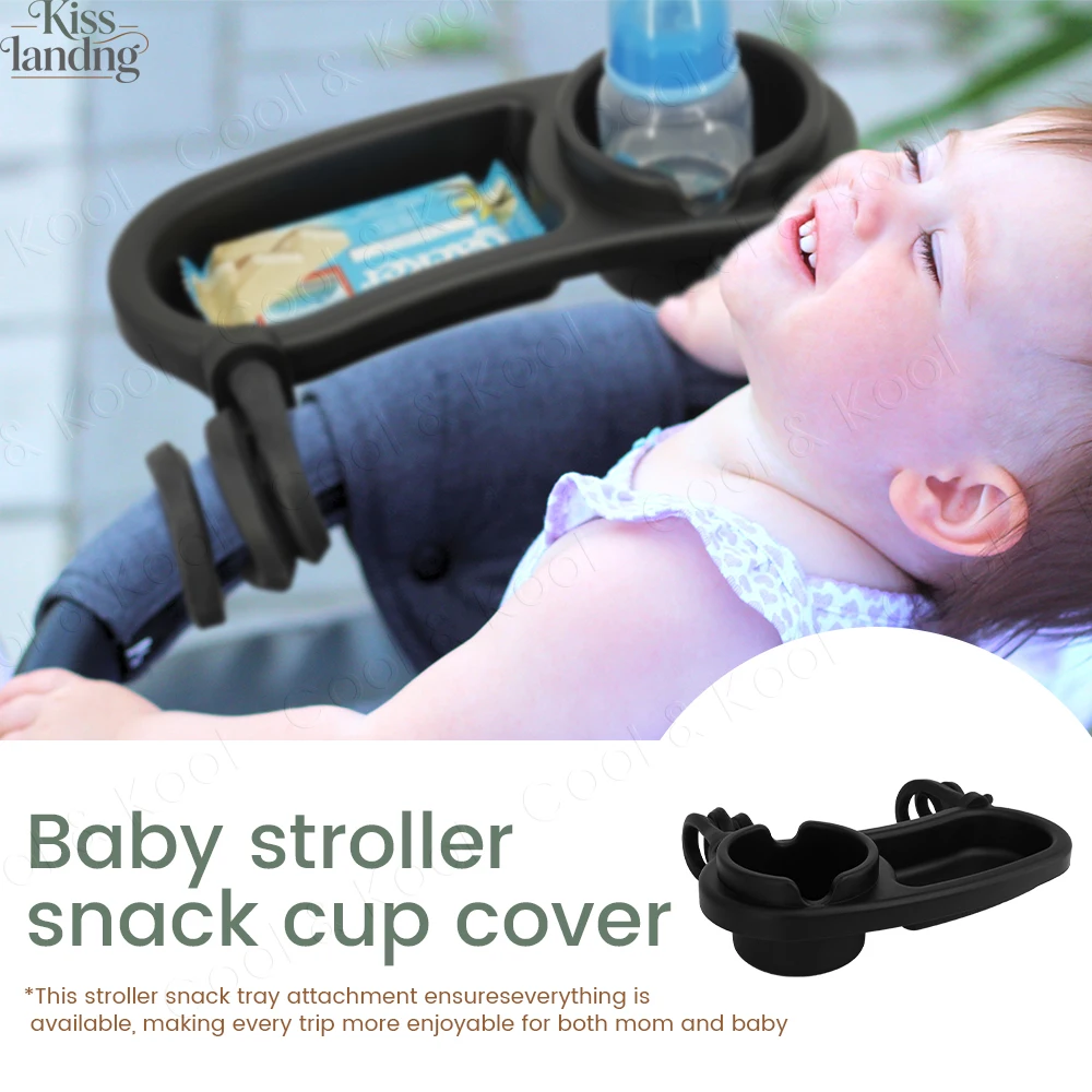 Spiral Clip Baby Silicone Snack Holder for Stroller, Universal Non-Slip Cup & Food Tray to Keep Items Secure