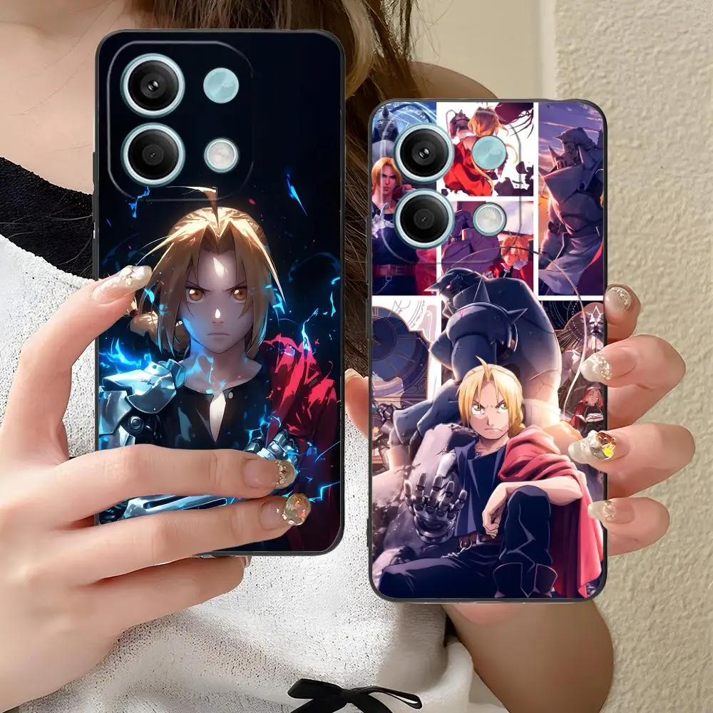 

Стальной чехол для телефона Эдварда Элрика для Xiaomi Redmi Note 14 13 12 11 S Pro Plus 4G 5G с цветным принтом, роскошный красивый чехол