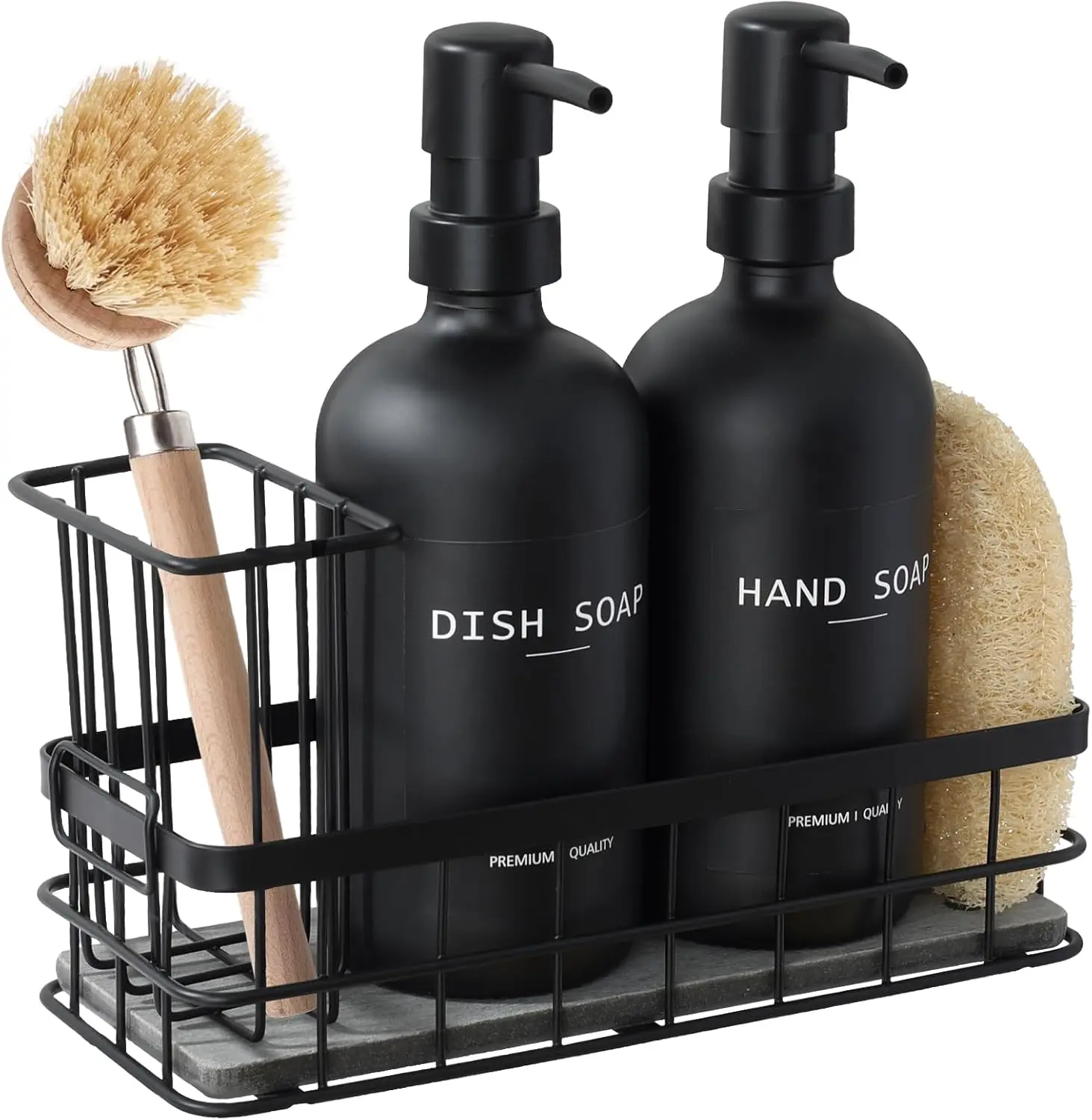 

Dish Soap Dispenser for Kitchen, 16.9 fl oz Black Hand and Dish Soap Dispenser Set, Kitchen Soap