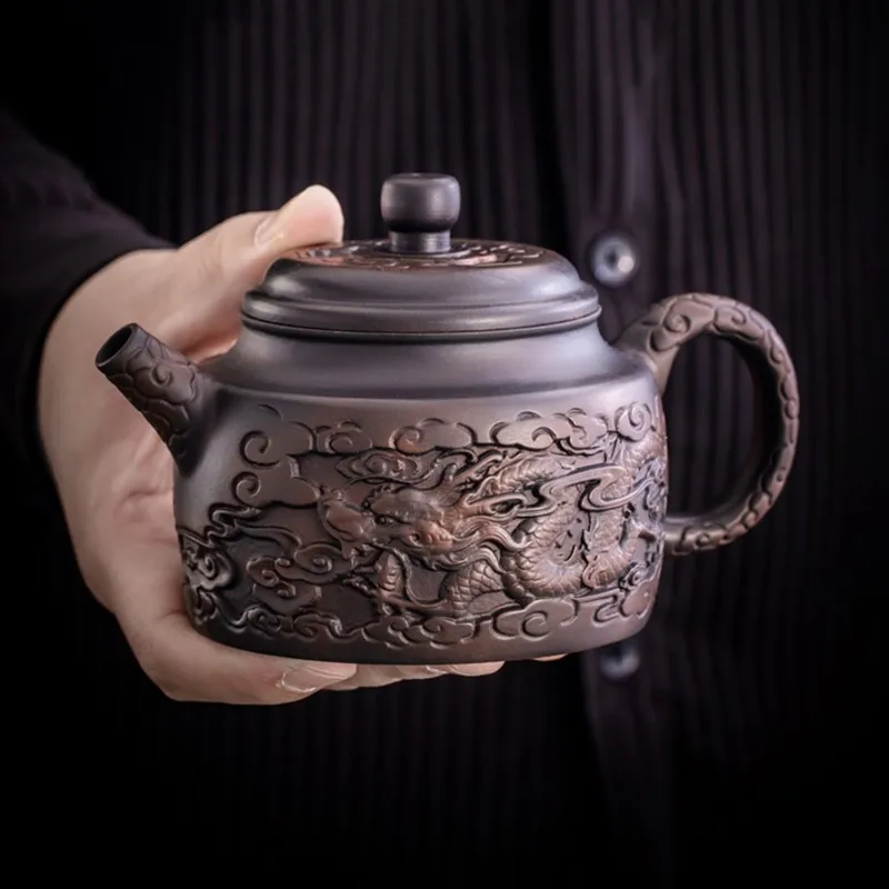 Jianshui Purple Pottery Teapot Hand Painted Antique Relief  Teapot   Household Teapot Kungfu Tea  Set  Kettle