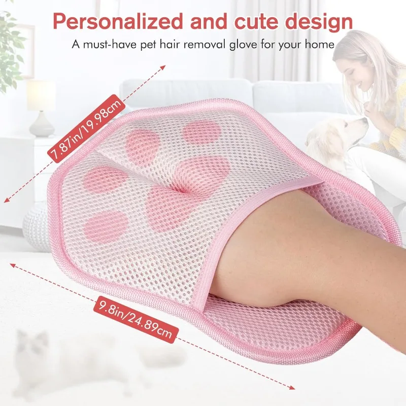 1. Pet Hair Removal Gloves for Dogs and Cats, Reusable Cute Cat Hair Removal Gloves for Clothing, Sofas, Carpets, and Car Seats - Image 4