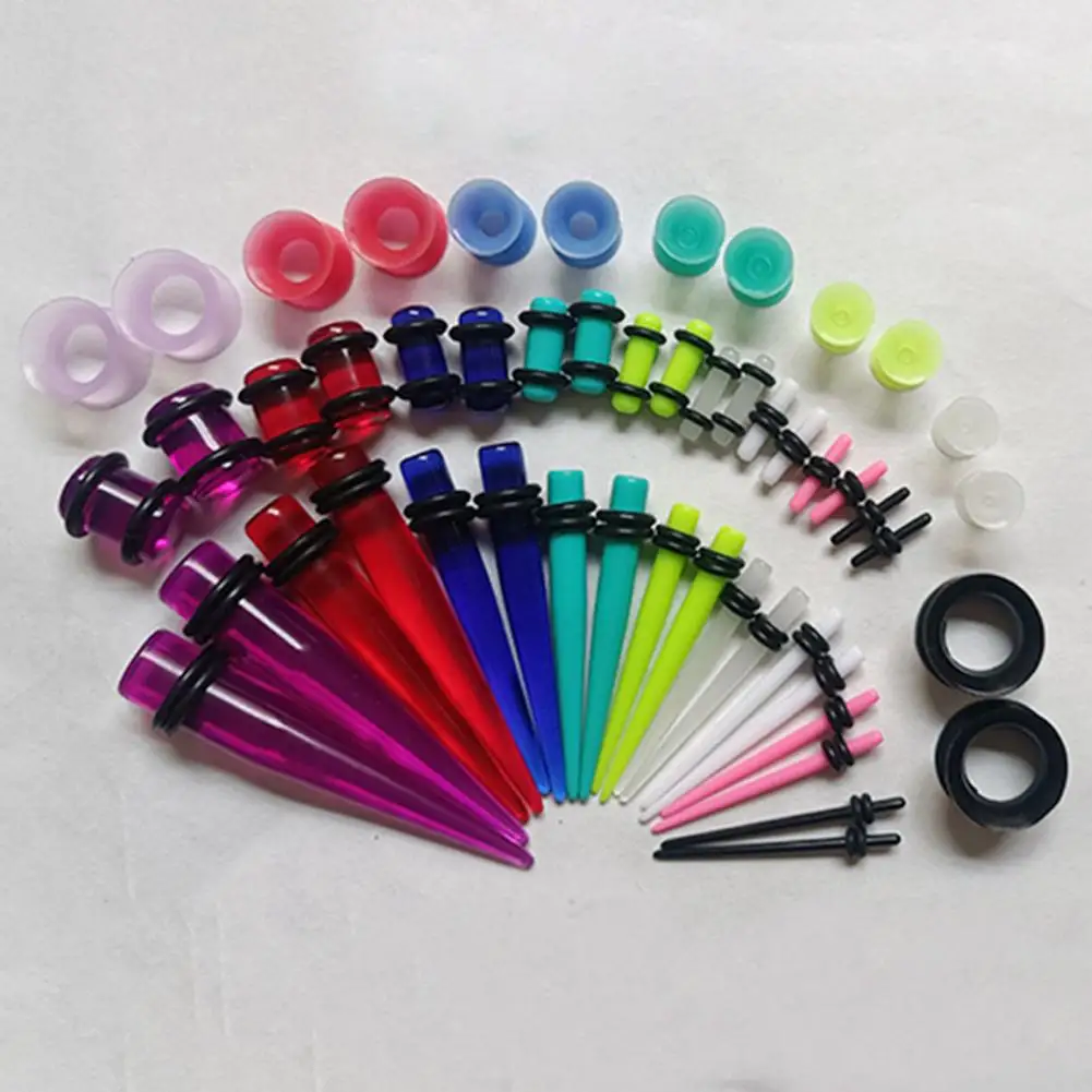 

Portable 50Pcs Sturdy Solid Color Ear Flesh Tunnel Expansion Durable Ear Gauge Taper Double O-Rings for Friends