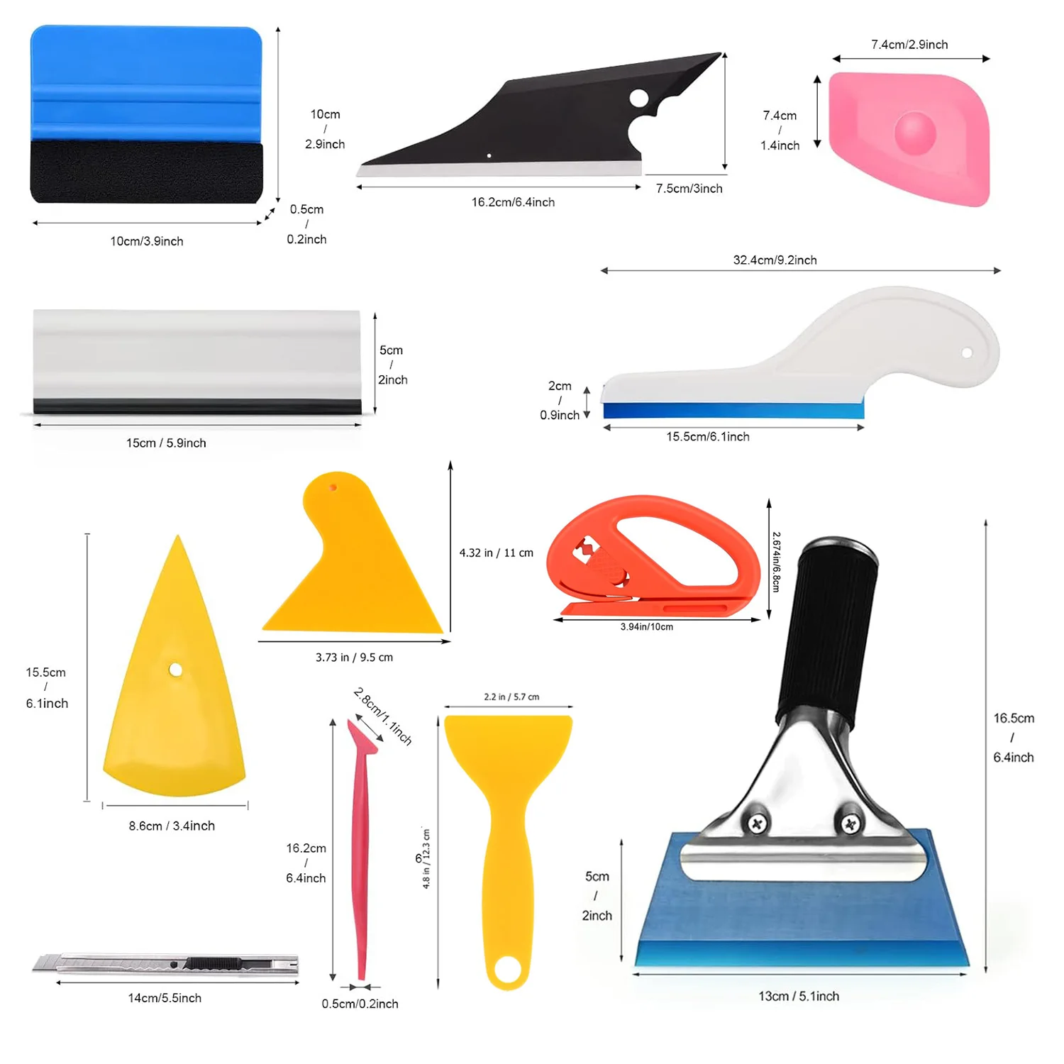 مجموعة أدوات تغليف السيارة أداة تلوين فيلم النافذة مجموعة أدوات لف الفينيل مجموعة أدوات تغليف السيارات من الفينيل ممسحة ملونة مكشطة سكين تقطيع #6