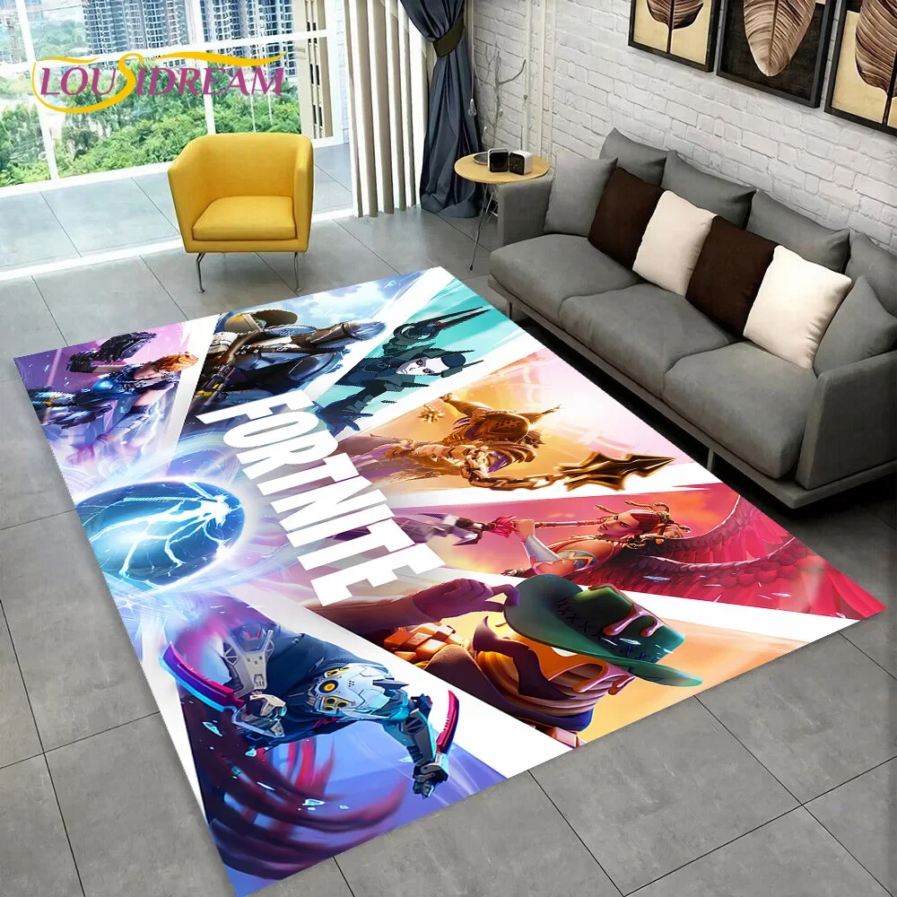 Cartoon Game 3D F-Fortnite HD Game Rug Carpet for Living Room Bedroom Home Decor,Floor Mat Non-slip for Sofa Doormat Gift Kids