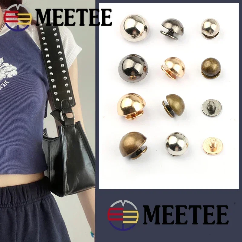 20/50Pcs Meetee 8-20mm Mashroom Head Rivet Screw Bags Hardware Handbag Studs Button Nail Spikes Metal Buckles DIY Leather Craft