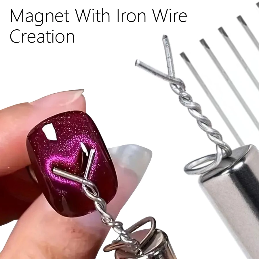 

Magnetic Nail Art Tool Set With Iron Wire, Precision Heart & Ingot Design Magnet Stick for Cat Eye Polish Effects