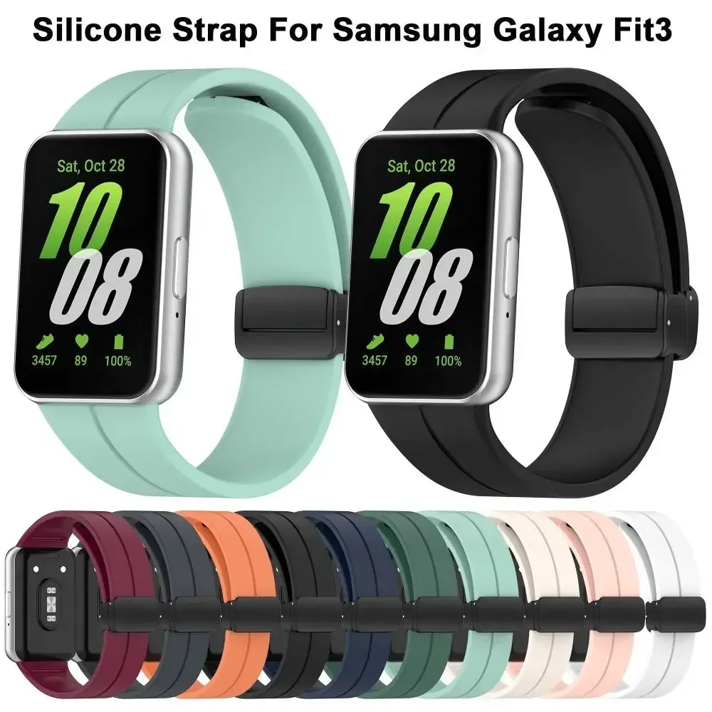 

Silicone Strap For Samsung Galaxy Fit3 Smart Watch Replacement Magnetic Buckle Sport Bracelet Correa For Galaxy Fit 3 Wristband