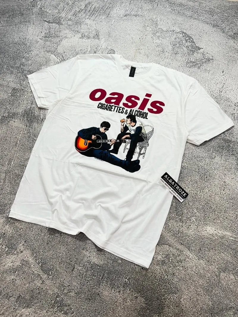 

Y2K Guitar-playing Motif Letter Print Tshirt Retro Street Fashion Gothic Harajuku Hip-hop Matching Casual Tops for Men and Women