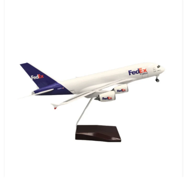 جديد 36C/47M 1/200 A380 FedEx طائرات البضائع الخطوط الجوية الراتنج يموت الصب طائرة مع عجلة الهبوط مجموعة الطيران العرض #1