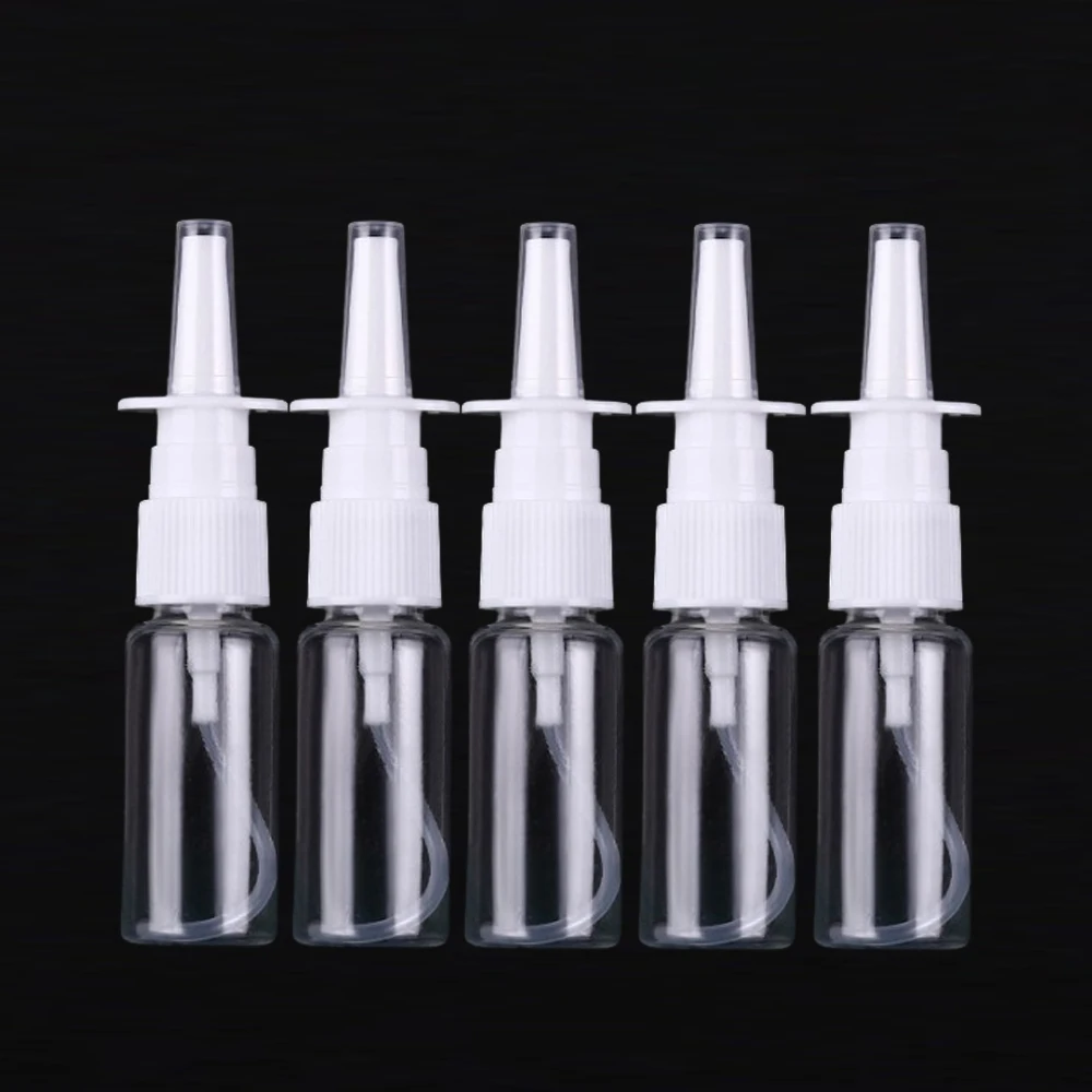 

5pcs 5/10/20/30ml Empty Nasal Spray Pump Clear Plastic Spray Bottles Mist Nose Refillable Bottle Packaging Accessories