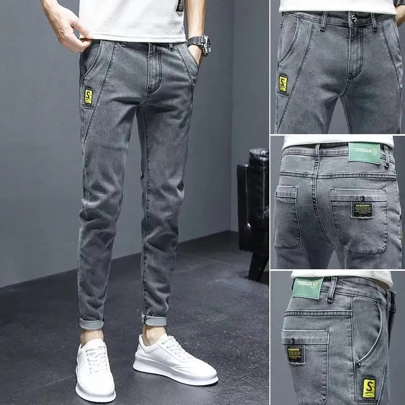 New Arrival Autumn and Spring Ripped Holes Casual Slim Denim JEANS for Men with Small Feet and Holes Slim Jeans Luxury Clothing