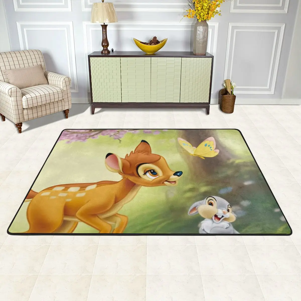 Non Slip Kitchen Carpets Disney Bambi And Friend Carpet For Living Room Bedroom Modern Art Velvet Soft Floor Carpet Foot Mat