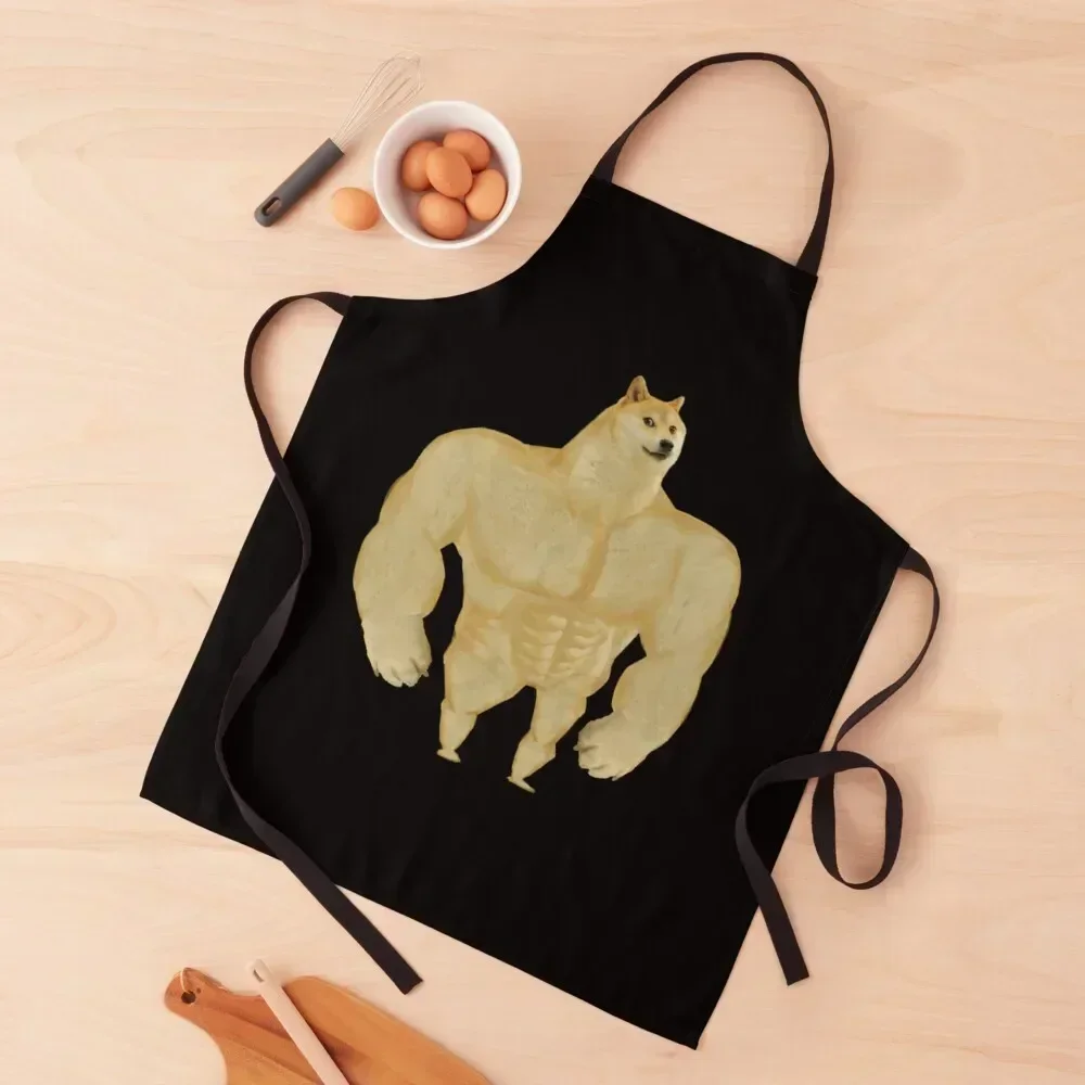 

Swole Doge Apron For Woman man chef uniform painting Teacher Apron