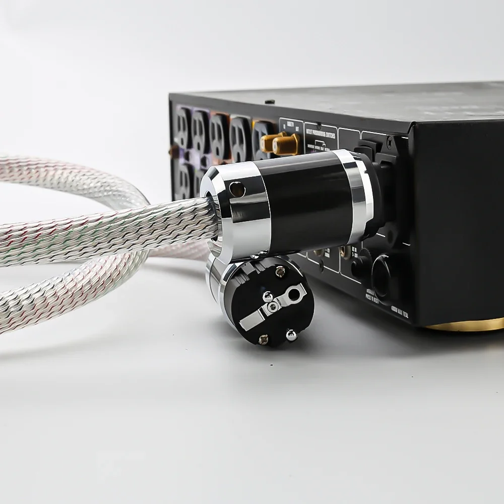

High-End 15cores OFC Copper 7N Silver Plated AU US EU Power Cable with Carbon fiber plug Hifi Mains power cord
