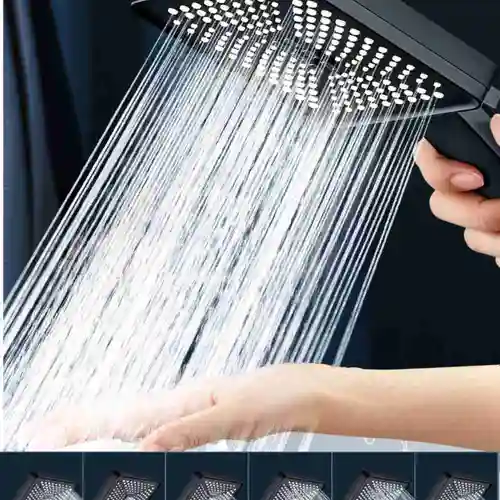 대형 유량 샤워 헤드 고압 절수 샤워 믹서 세트, 욕실 액세서리, 6 가지 모드 조절 가능, 신제품 