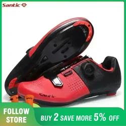 Santic Men Cycling Lock Shoes Outdoor Cycling Sports Biking Sneakers Adjustable Auto-Lock Bicycle Rotating Buckle Tight Sneakers