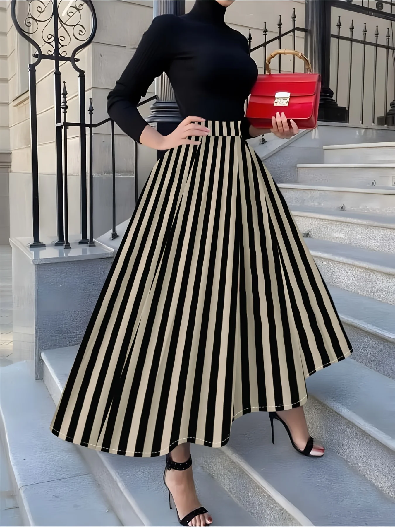 

Женская юбка А-силуэта, повседневная, с высокой талией, миди, летняя, для офиса, с эластичной талией, плиссированная, для женщин