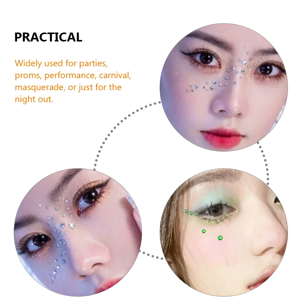 

6 Sheets Facial Gems Stickers Self Adhesive Rhinestones for Face Makeup Eye Decorations Craft Supplies Temporary Tattoos Body