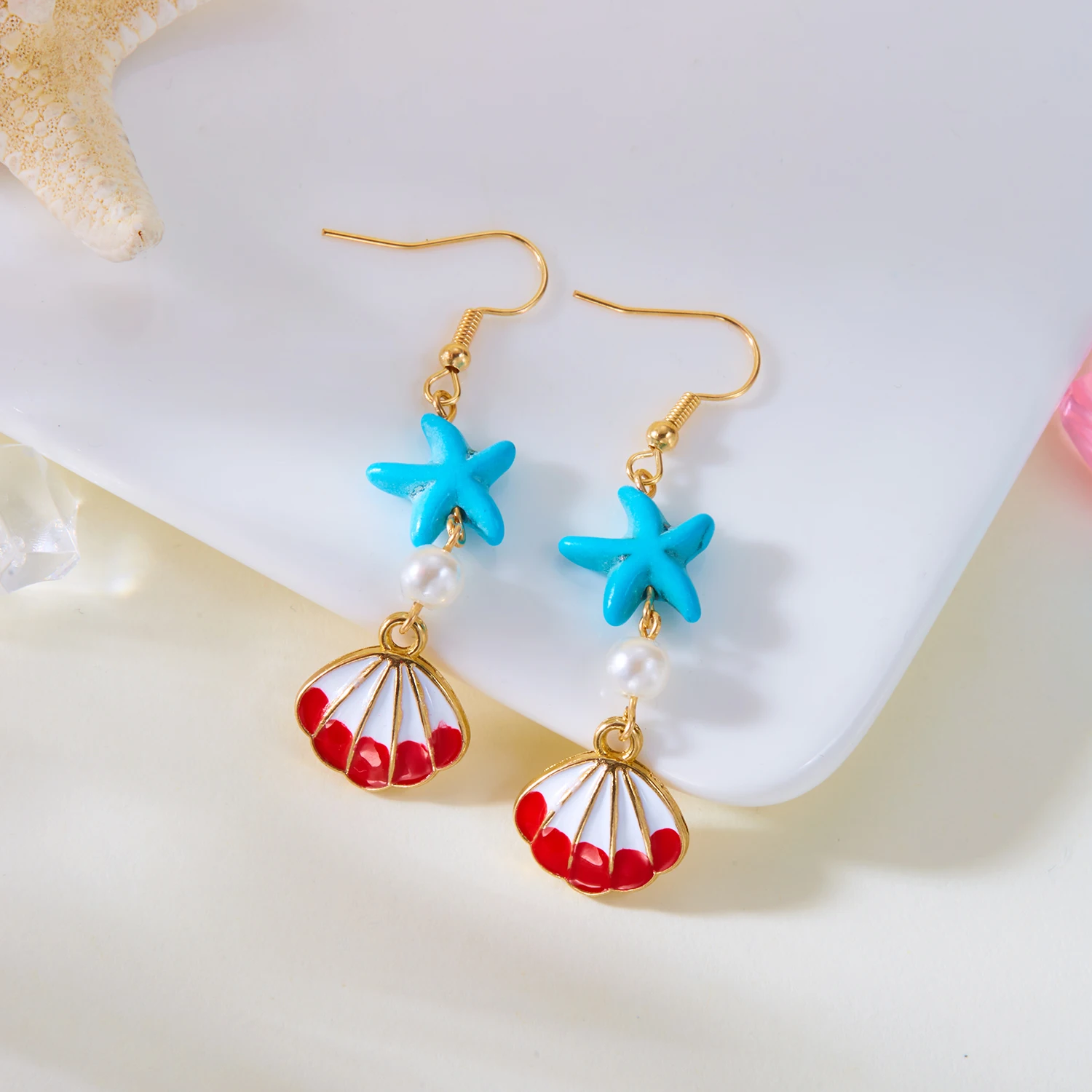 Exquisite handgemachte Muschel Seestern Anhänger Ohrringe für Frauen Böhmen bunte Muschel Quaste Ohrringe Mode Party Schmuck Geschenke – Detail 18
