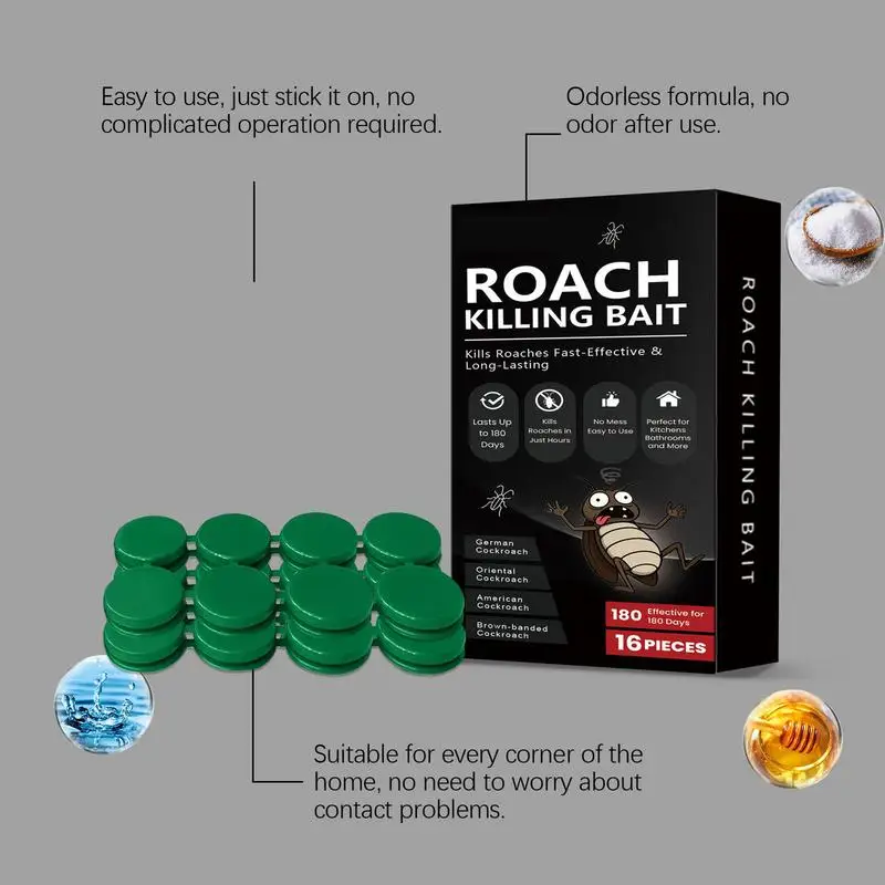

Cockroach Bait 16 Pack Cockroach Bait Station Safe Powerful Long-Lasting Sticky Ant Solution Pet-Safe Infestation Solution