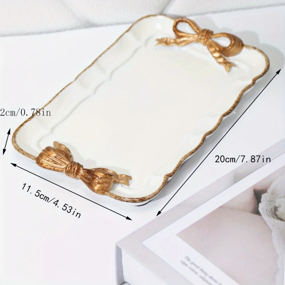 Piece Bow Tray Fruit Dessert Tray Resin Craft Cake Jewelry Storage Tray Party Decoration Tableware Candy Tray Organizer Tools