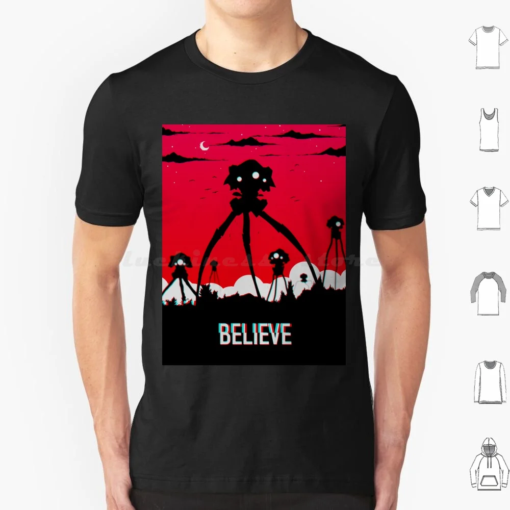 Camiseta Believe Tripods talla grande 100% algodón guerra de los mundos Believe Alt
