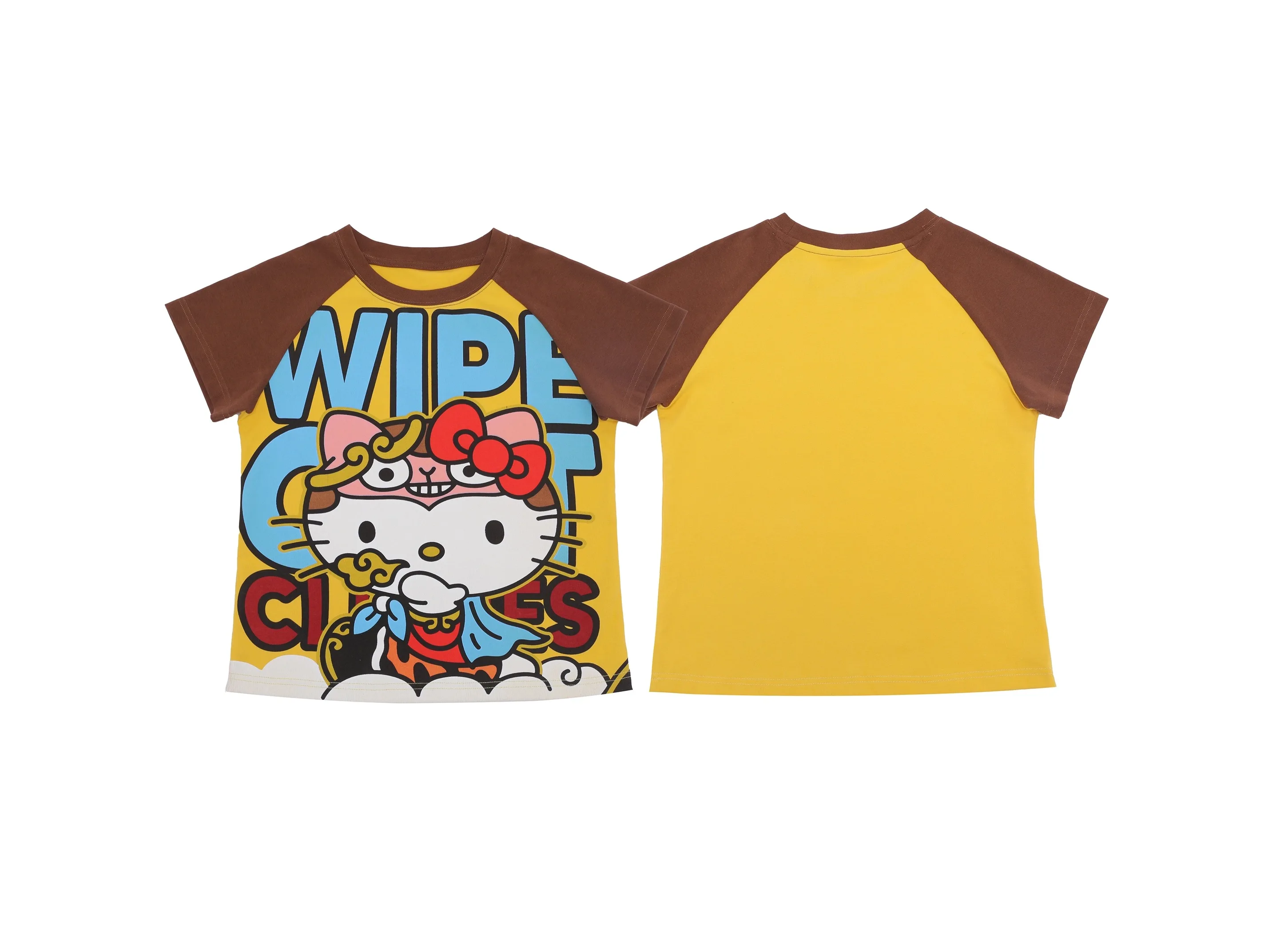 Hello Kitty T Shirt Cartoon Print Short Sleeve Summer Casual Tee for Women - Brown