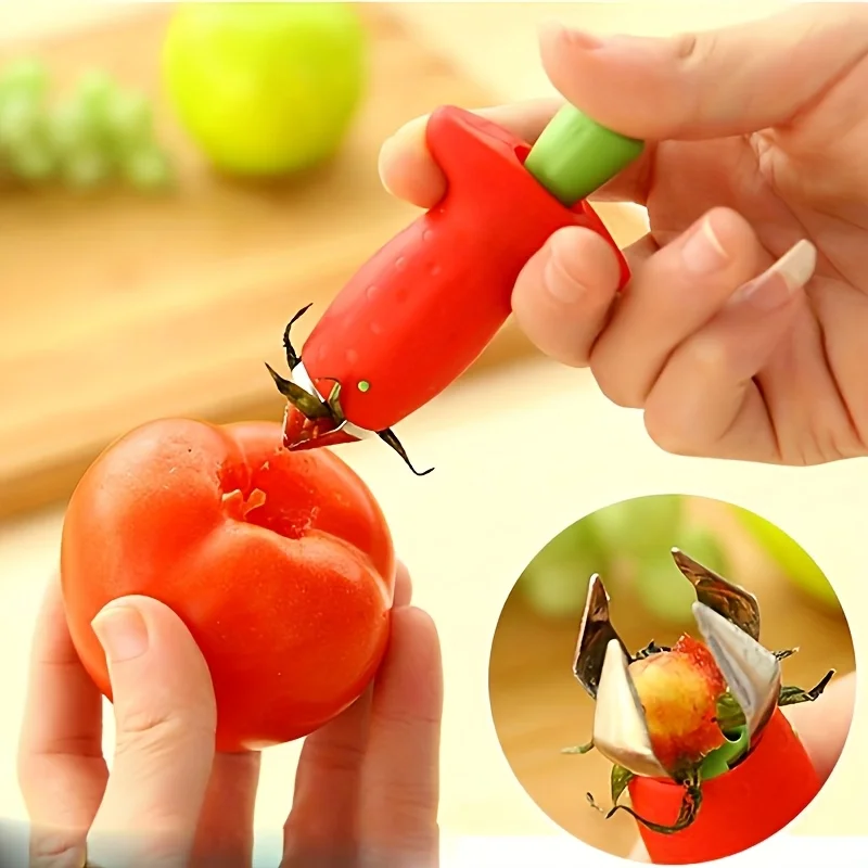 1pc Stainless Steel Fruit and Vegetable Corer - Manual Tomato and Strawberry Stem Remover, Durable ABS Handle, No Power Required Kitchen Gadget, Efficient Fruit Coring Tool