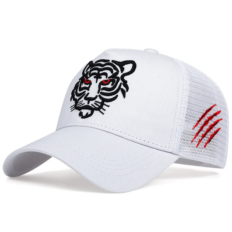 Summer Tiger Head Hat Men\'s Breathable Big Head Purse Seine Hat High Top Embroidered Baseball Cap Sunscreen Shade Cap