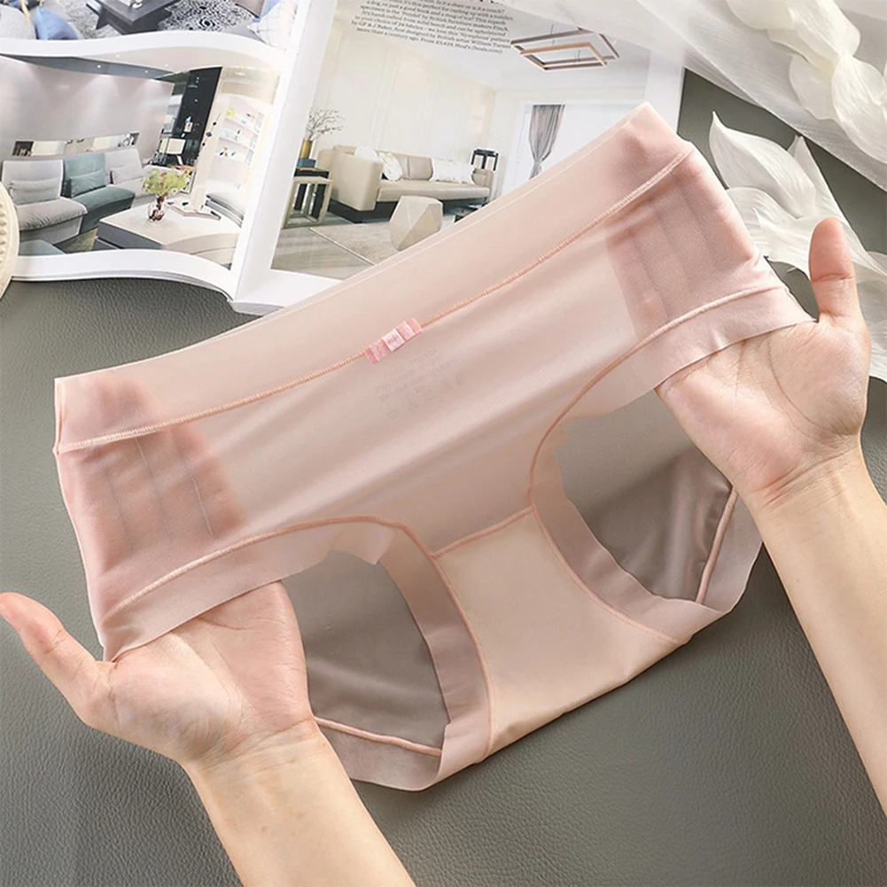 Comfortable Seamless Lingerie Seamless Low Waist Bikini Ice Silk Pants Spring Summer Autumn Winter M-XL Size Regular Length