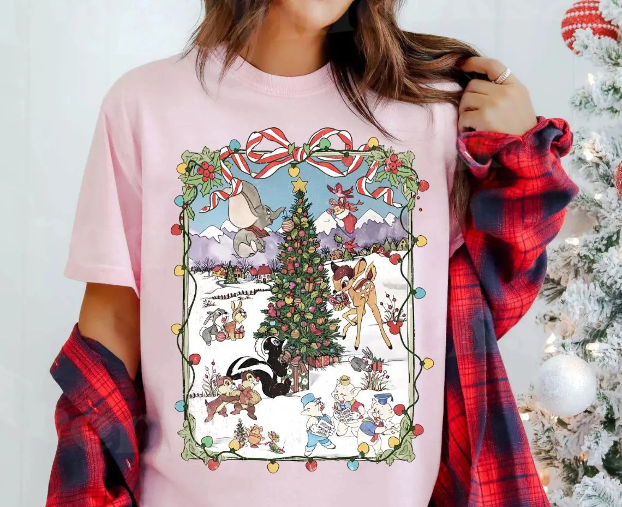 

Disney Coquette Bow Christmas Bunny Bunny Bunny Bunny Bunny Bunny T-shirt Disney Park Family Christmas Outfit