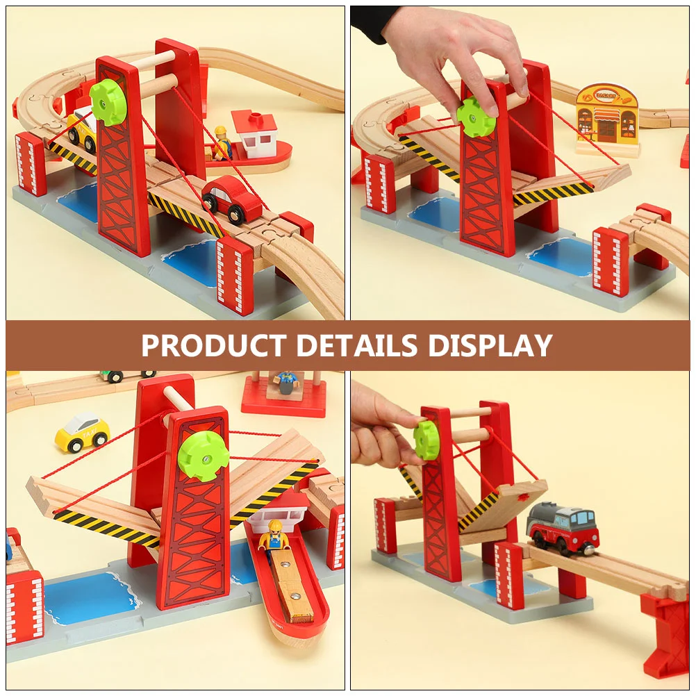 Compatible Track Child Train Lifting Railway Bridge Wooden Tracks Railroad