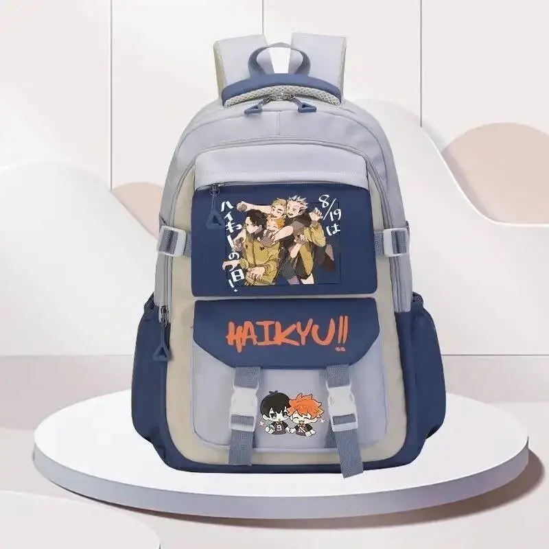 

Anime Game Breathable Mesh Black Blue Brown Green Purple Haikyuu Student Teens School Bags Backpacks