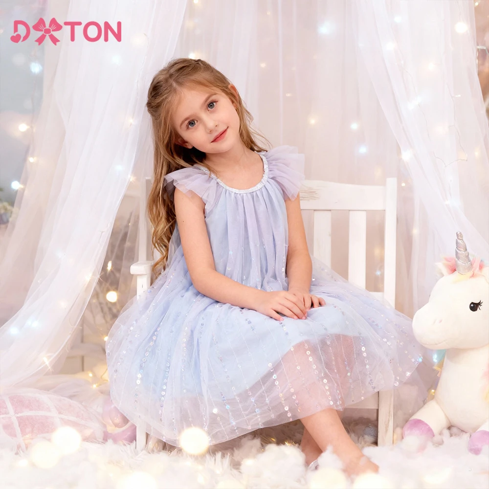 

DXTON Children Princess Outfits A-line Girls Dresses Tiffany Chiffon Kids Cute Birthday Party Costumes Toddler Princess Dress