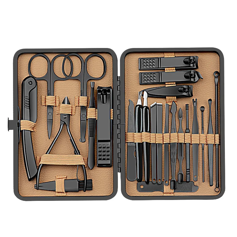 7/16/24 pezzi set manicure tagliaunghie professionale kit pedicure strumento per la cura delle unghie in acciaio inossidabile kit per toelettatura con viaggi di lusso